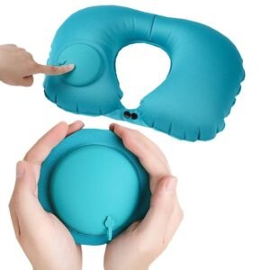 Inflatable Travel Neck Pillow Set with Built-in Pump